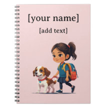 Mädchen & Dog-Notebook - Benutzerdefinierter Text