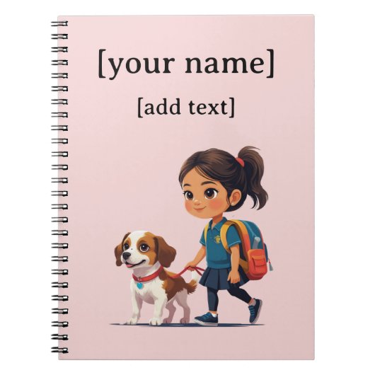 Mädchen & Dog-Notebook - Benutzerdefinierter Text Notizblock (Vorderseite)