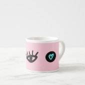 Mädchen Doodle: Augen hören Nahtlos. Espressotasse (Vorderseite Rechts)