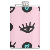 Mädchen Doodle: Augen hören Nahtlos. Flachmann (Vorderseite)