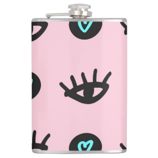 Mädchen Doodle: Augen hören Nahtlos. Flachmann