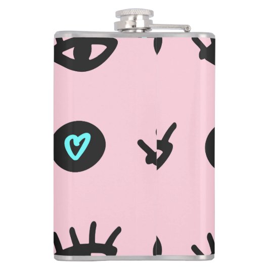 Mädchen Doodle: Augen hören Nahtlos. Flachmann (Rückseite)