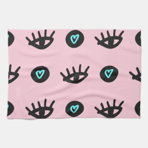 Mädchen Doodle: Augen hören Nahtlos. Geschirrtuch