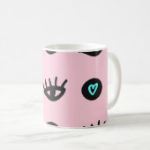 Mädchen Doodle: Augen hören Nahtlos. Kaffeetasse (VorderseiteRechts)