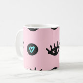 Mädchen Doodle: Augen hören Nahtlos. Kaffeetasse (Vorderseite Links)