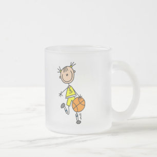 Mädchen dribbelt Basketball T-Shirts und Geschenke Mattglastasse
