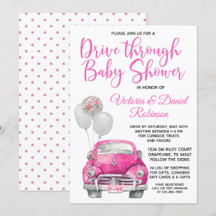 Mädchen Drive-Through-Baby-Shower-Auto Einladung