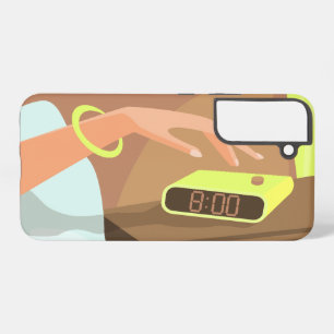 Mädchen drückt auf die Schlummertaste des Weckers Samsung Galaxy Hülle