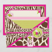 Mädchen-Dschungel-Affe-Safari-Babyparty-freier Einladung (Vorne/Hinten)