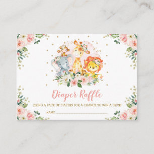 Mädchen-Dschungel-Safari-wilde Tier-WindelRaffle Begleitkarte