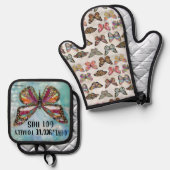 Mädchen, du hast diesen Schmetterling komplett Got Ofenhandschuh & Topflappen-Set (Vorderseite/Rückseite)