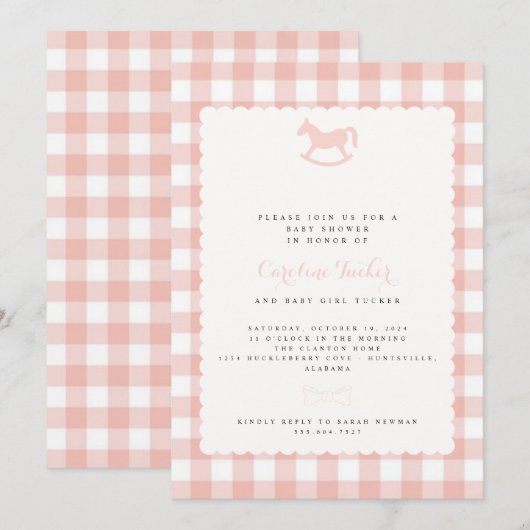 Mädchen-Dusche Einladung (Vorne/Hinten)