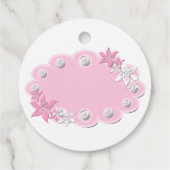 Mädchen duschen pinkfarbene Perlen Blume niedlich  Geschenkanhänger (Rückseite)