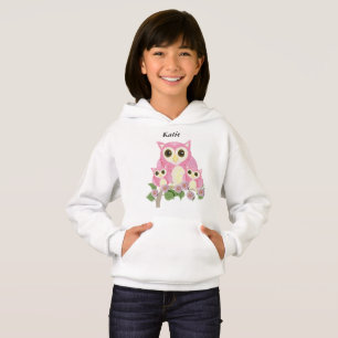 Mädchen editierbare rosa Eulen Hoodie