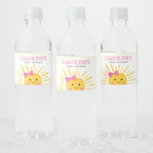 Mädchen ein wenig Ray Sunshine Baby Dusche Wasserflaschenetikett (Flaschen)