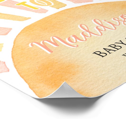 Mädchen ein wenig Ray Sunshine Baby Dusche Willkom Poster (Ecke)