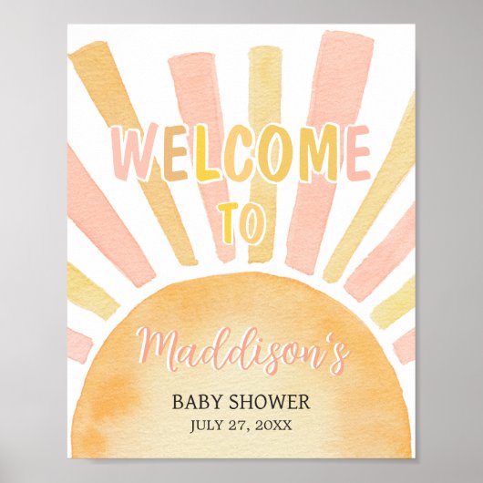Mädchen ein wenig Ray Sunshine Baby Dusche Willkom Poster (Vorne)