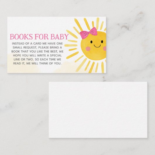 Mädchen ein wenig Sonnenschein Bücher für Baby Begleitkarte (Vorne/Hinten)