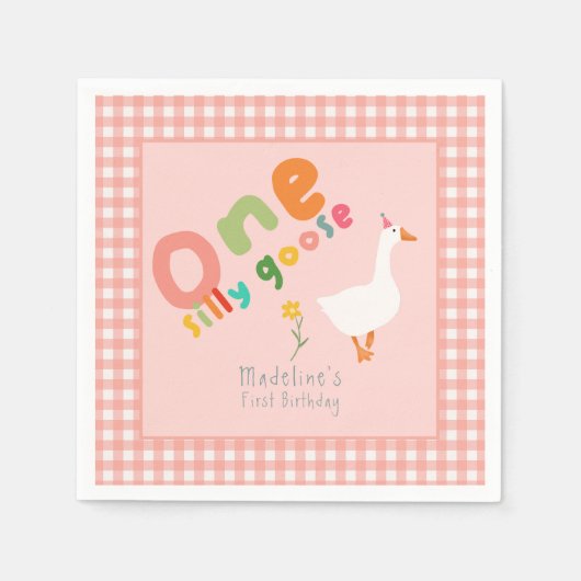 Mädchen Eine Alberne Gans Kinder Rosa Erstgeburt Serviette (Vorderseite)