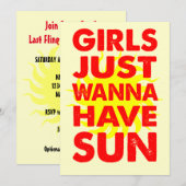 Mädchen einfach nur wollen Sonne einladen Einladung (Vorne/Hinten)