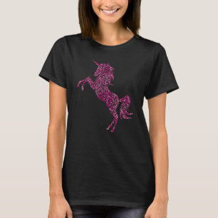 Mädchen-Einhorn-Rosa-Pünktchen-Tag-Frauen-Pferd T-Shirt