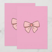 Mädchen Einladung rosa Pastell-Schleife (Vorne/Hinten)