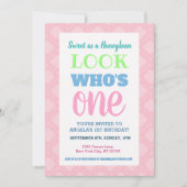 Mädchen Einladung zum 1. Geburtstag (Vorderseite)