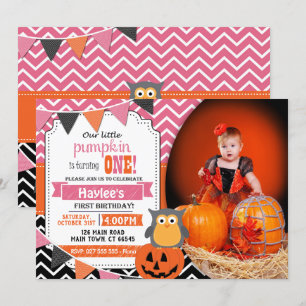 Mädchen Einladung zum 1. Geburtstag Halloween Gebu