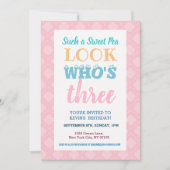 Mädchen Einladung zum dritten Geburtstag (Vorderseite)