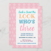 Mädchen Einladung zum dritten Geburtstag (Vorne/Hinten)