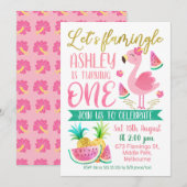 Mädchen: Einladung zum ersten Geburtstag (Vorne/Hinten)