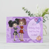 Mädchen Einladung zur Geburtstagsparty, Lila (Stehend Vorderseite)