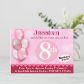 Mädchen Einladungsballons zum Geburtstag - jedes A Einladung (Stehend Vorderseite)