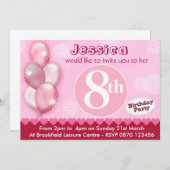Mädchen Einladungsballons zum Geburtstag - jedes A Einladung (Vorne/Hinten)