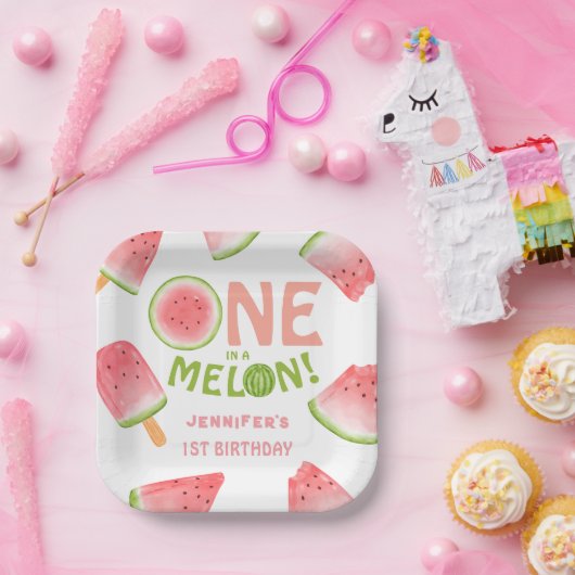 Mädchen eins in einem Melon! Watermelon Birthday P Pappteller (Party)