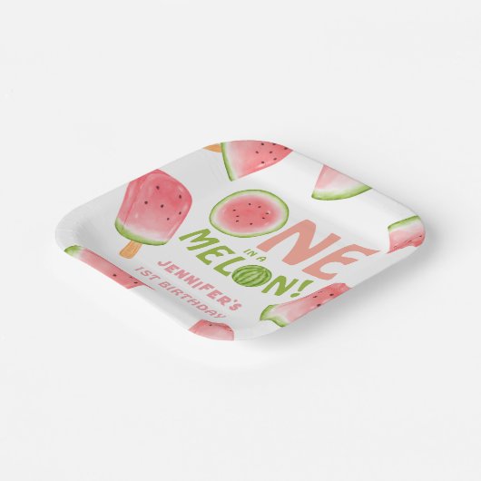 Mädchen eins in einem Melon! Watermelon Birthday P Pappteller (Gewinkelt)