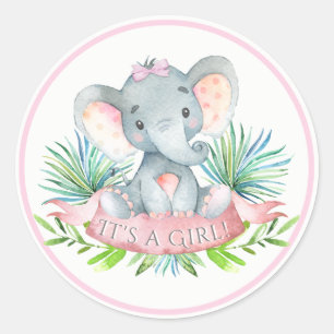 Mädchen Elefant Baby Shower Stickers