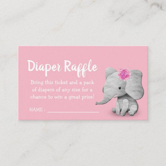 Mädchen-Elefant-Babyparty-Windelraffle-Karte Begleitkarte (Vorderseite)