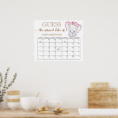 Mädchen-Elefant & Blumen-Schätz-Datums-Kalender P Poster (Küche)