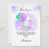 Mädchen Elefant, Kaninchen mit Balloons Babydusche Dankeskarte (Vorderseite)