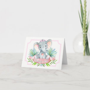 Mädchen-Elefanten-Baby-Shower-Dankeskarten Dankeskarte