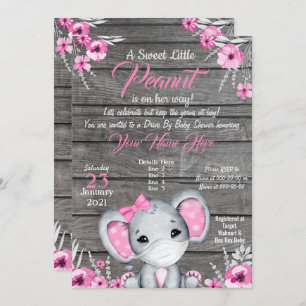 Mädchen Elefantenantrieb mit Babydusche Einladung