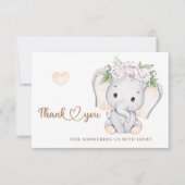 Mädchen Elefantendusche Babydusche Dankeschön Kart Karte