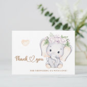 Mädchen Elefantendusche Babydusche Dankeschön Kart Karte (Stehend Vorderseite)