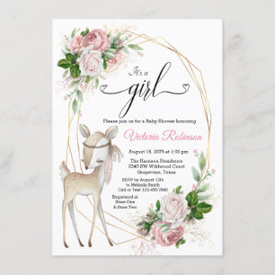Mädchen Elegant Boho Deer Baby Dusche Einladung