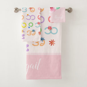 Mädchen Elegant Myanmar Birmese Alphabet Floral N Badhandtuch Set