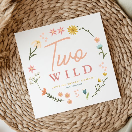 Mädchen Elegant Zwei Wilde Wildblume 2. Geburtstag Serviette