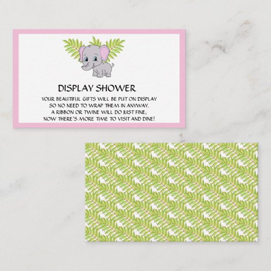 Mädchen Elephant Babydusche Dusche Rosa Begleitkarte (Vorne/Hinten)