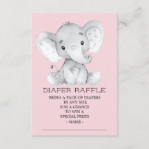 Mädchen Elephant Babydusche Windeln Raffle Ticket