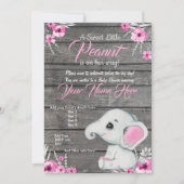 Mädchen Elephant Kinderdusche Einladung, rustikal, Einladung (Vorderseite)